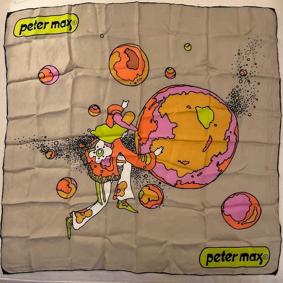 Vintage Peter Max Silk Print Scarf - Picture 2 of 8